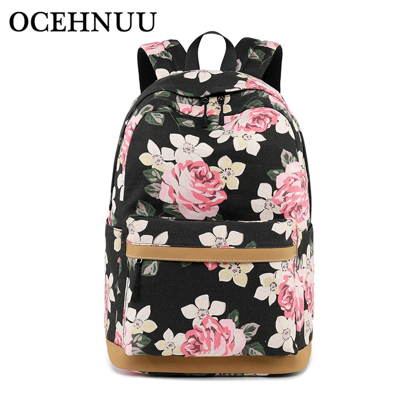 Женский холщовый рюкзак с цветочным принтом и USB-зарядкой | Багаж сумки
