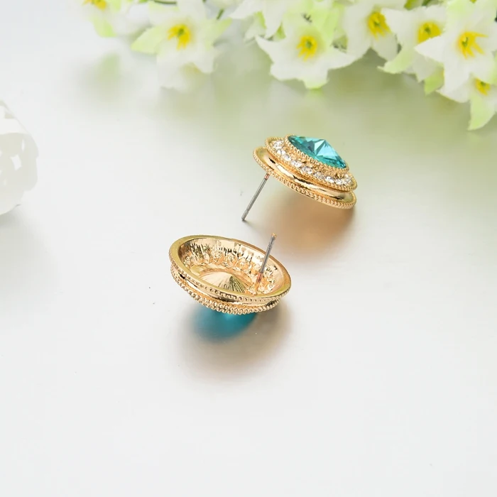 TOUCHEART Fashion Handmade Jewelry Round Blue Crystal Earrings With Stones For Women Gold Cubic Zirconia Stud Earings SER150078 | Украшения