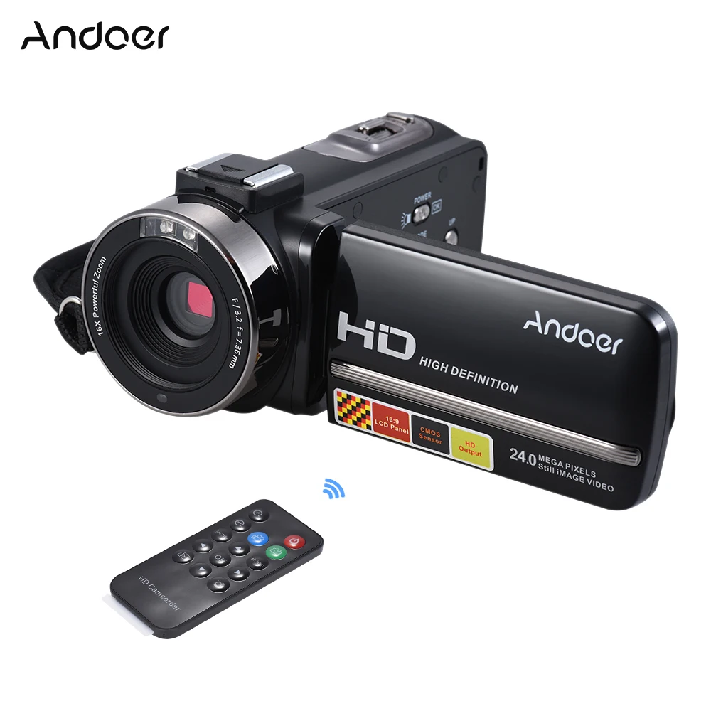 Цифровая видеокамера Andoer с функцией ночного видения Full HD 1080P 24 м 3 0 дюйма 16X|video