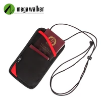 mega walker brand hanging neck passport bag men women travel document organizer id credit card holder protective cover card pack