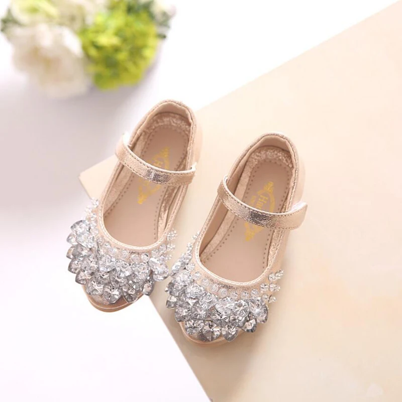 

Dollplus Kids Sandals Children Rhinestone Glitter Kids Girls Leather Shoes Princess Sandals Toddler Big Girls Wedding Party Shoe
