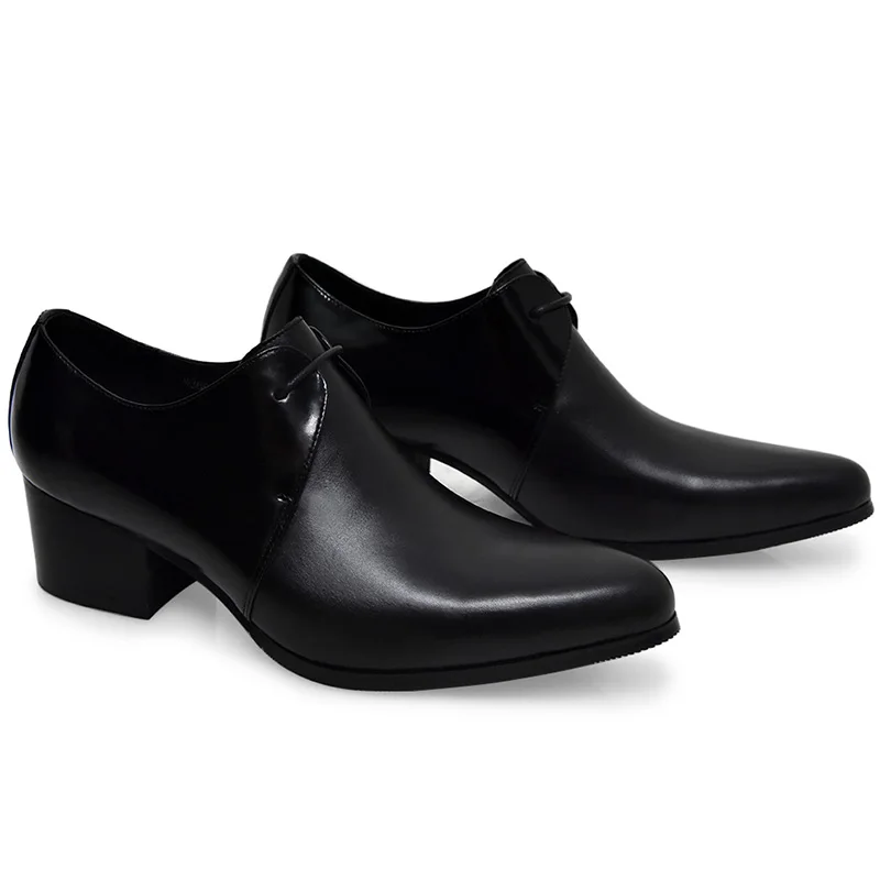 Мужские высокие туфли из натуральной кожи на высоком каблуке мужские