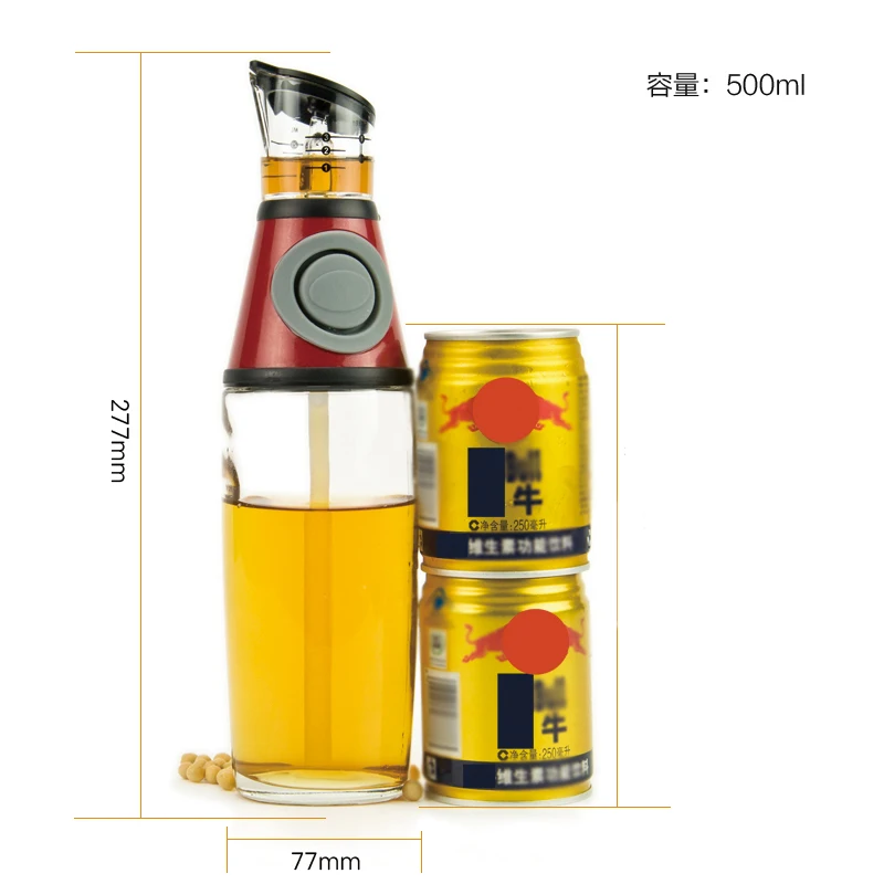 Kitchen Seasoning Tool Measurable Oil Bottle Glass Leak-proof Quantitative Calibration Pressure Control | Дом и сад