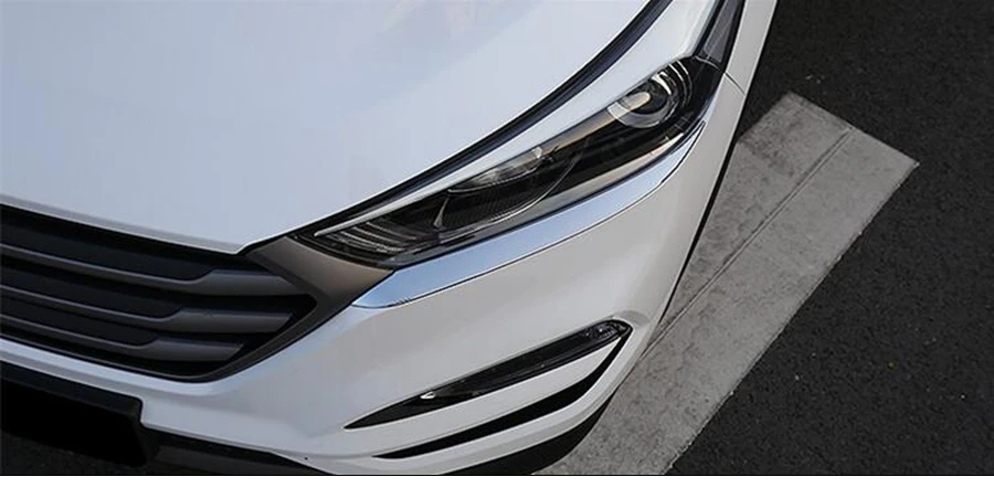 Аксессуары для hyundai Tucson- Chrome спереди головного света лампы век для бровей Газа Обложка Накладка