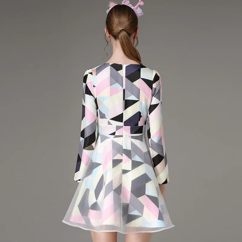 2016 Осень Новый Европейский женщин Fashional Симпатичные Органзы О-Образным Вырезом