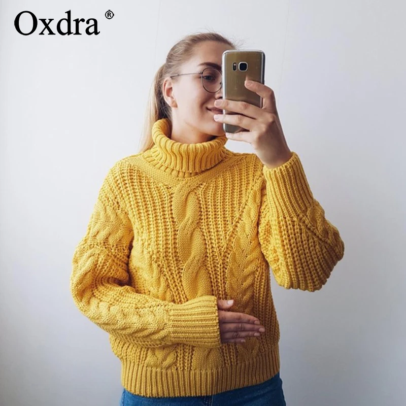 Женские свитера с высоким воротом Oxdra повседневные свободные трикотажные