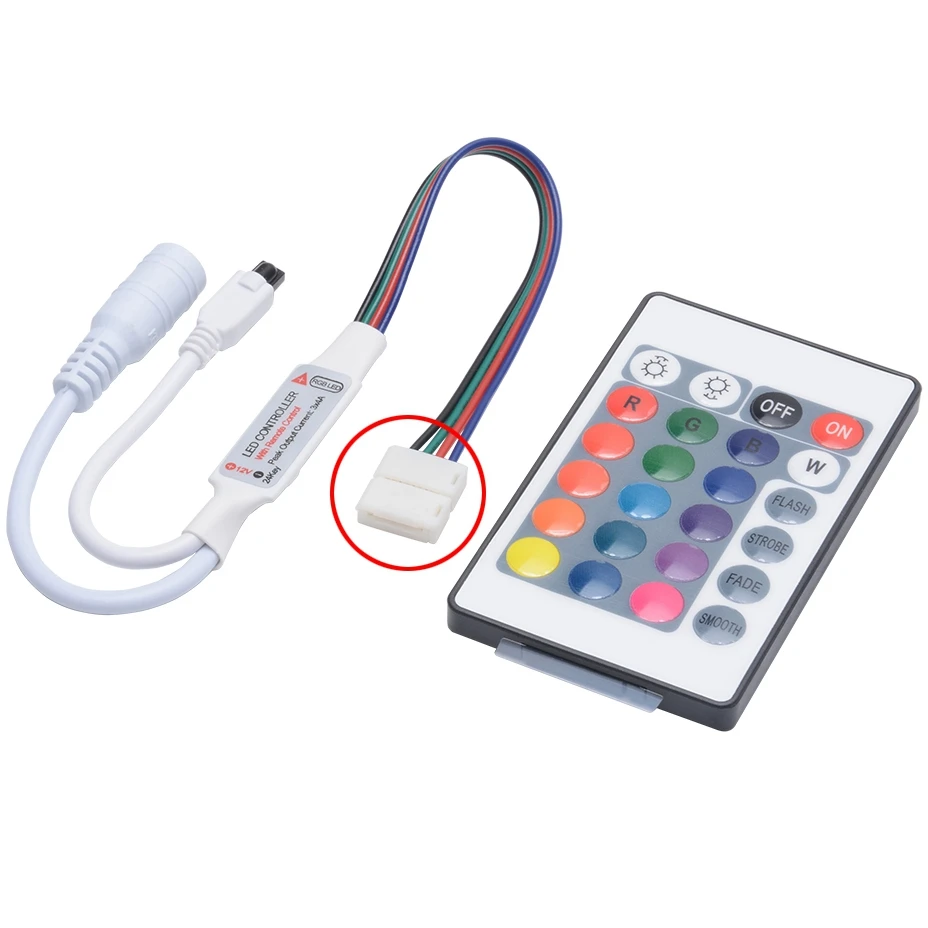 DC12V мини RGB LED контроллер 24 ключа ИК инфракрасный беспроводной пульт