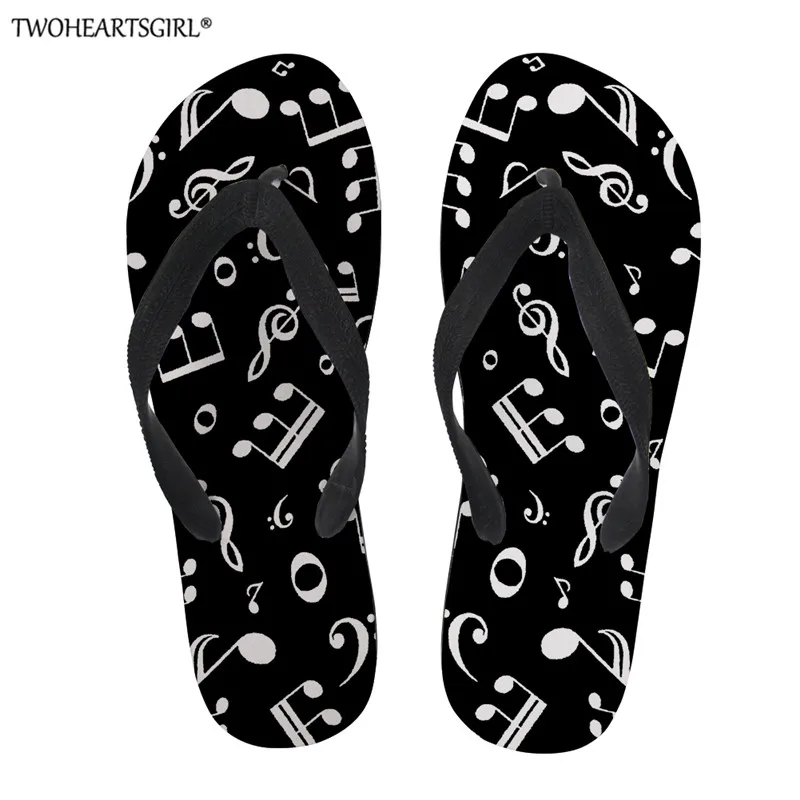 Пляжные шлепанцы twoheart sgirl тапочки с 3D рисунком музыкальных нот пианино плоская