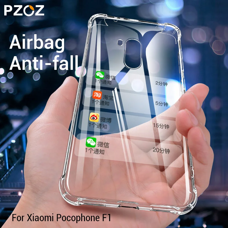 PZOZ для Xiaomi Pocophone F1 чехол противоударный защитный чехол для телефона TPU мягкая прозрачная защитная сумка для Xiaomi F1 PocophoneF1
