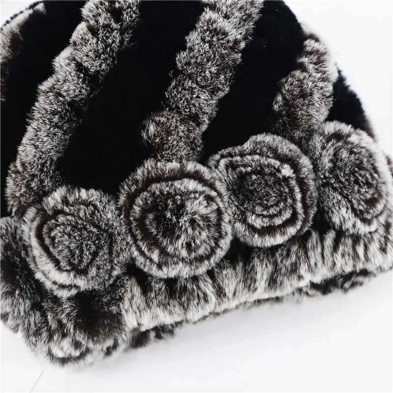 

Women Genuine Knitted Rex Rabbit Fur Hats Natural Stripe Rex Rabbit Fur Caps Lady Winter Warm Real Rabbit Fur Beanies Headwear