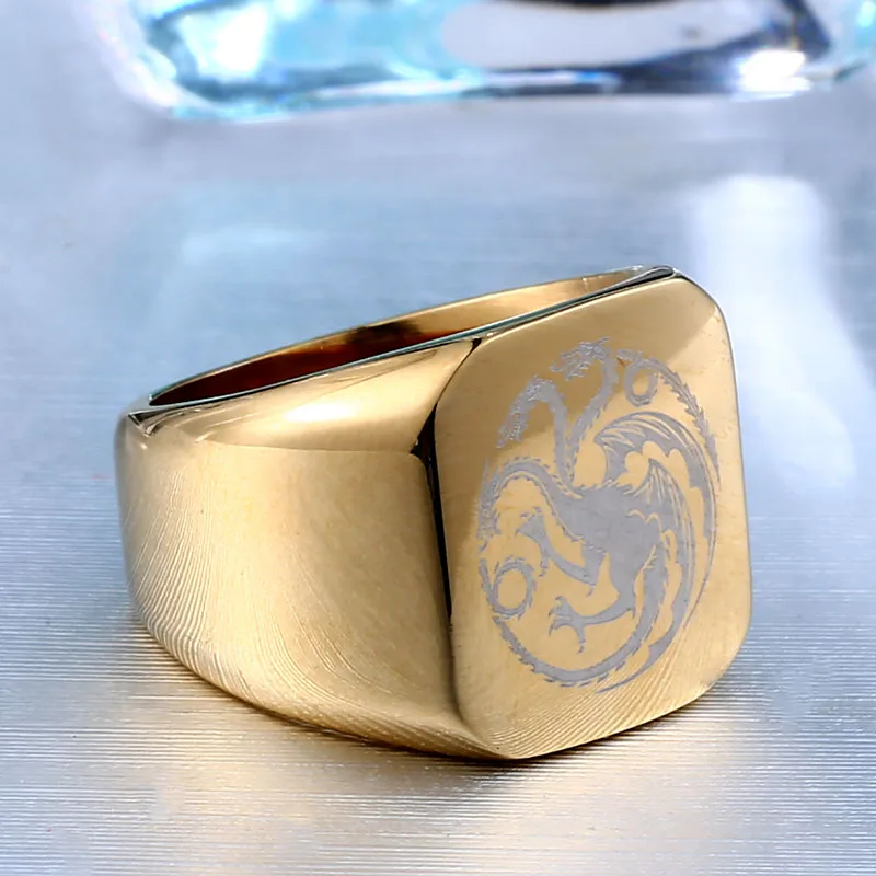 Новая Игра престолов Targaryen Дом Логос Огненный Дракон Кольцо Ювелирные Изделия Цена Завода BR8-196 - Цвет основного камня: gold