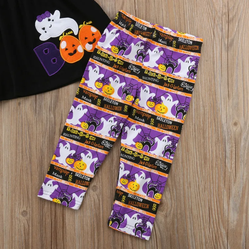 Halloween Toddler Kids Baby Girl Spider Top Dress Long Pants Leggings Outfits Set Clothes Sleeve Autumn Winter Cotton 2-7T | Детская
