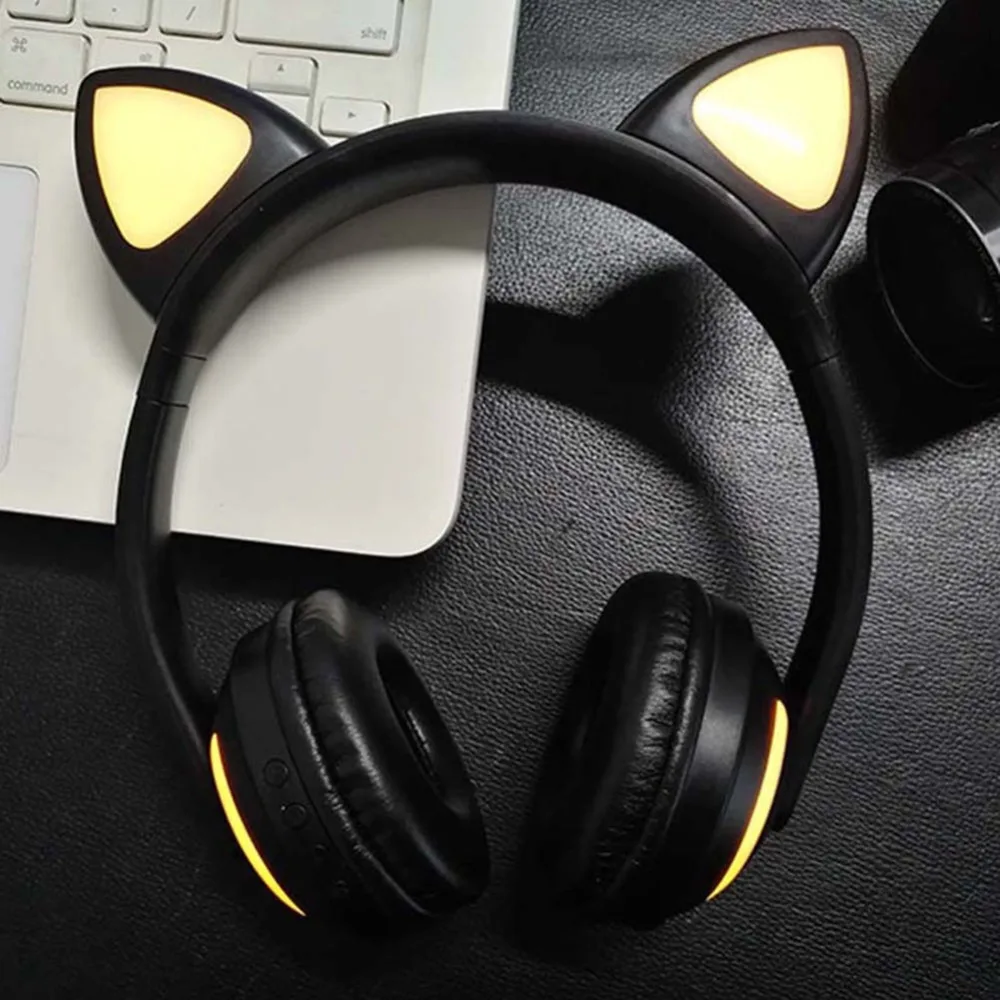 EGizmo Беспроводная Bluetooth стерео игровая гарнитура кошачьи уши светодиодный