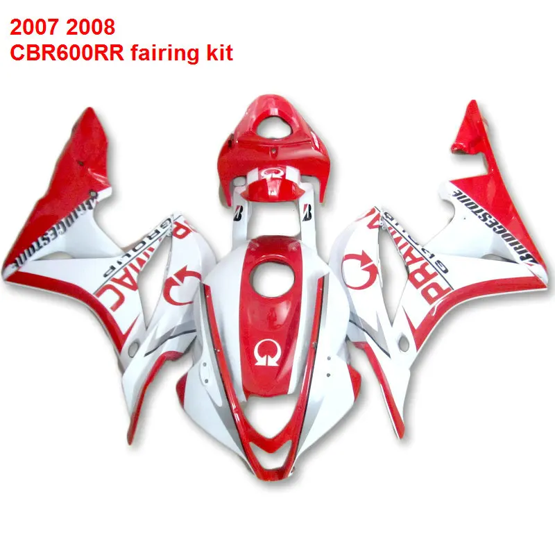 Для HONDA CBR 600RR 07 08 2007 (красный + белый) Инжекционный обтекатель ABS Обтекатель
