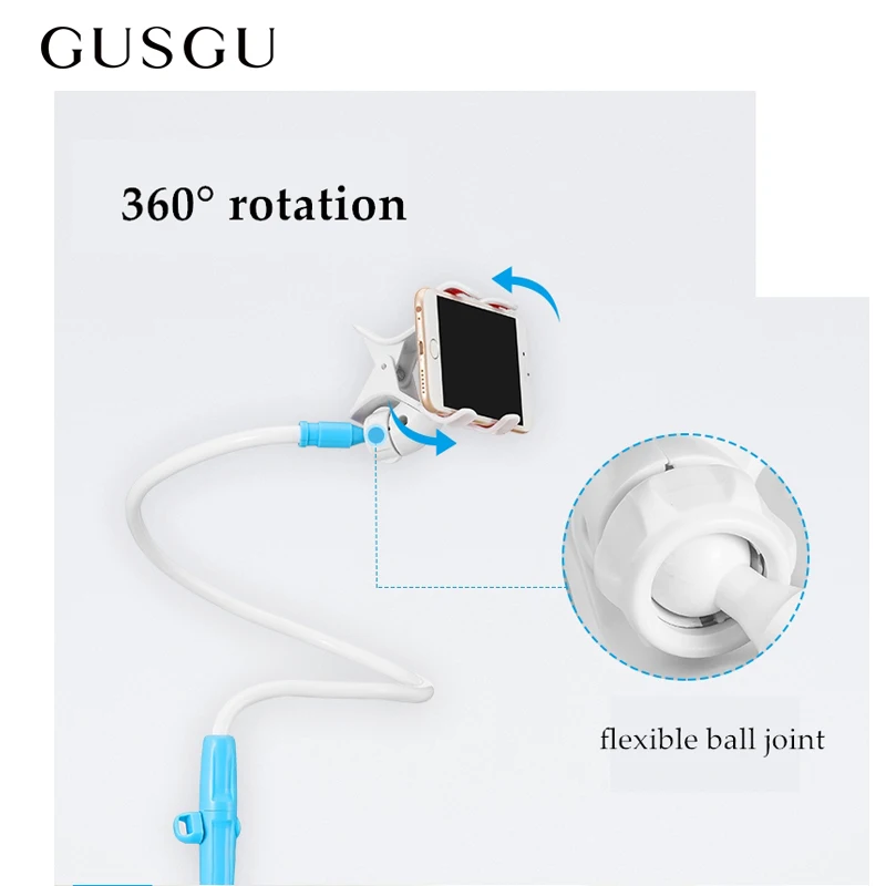 GUSGU 130 см длинный гибкий держатель для телефона вращающийся на 360 градусов стол