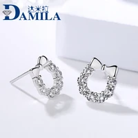 high quality 925 sterling silver crystal earrings with cubic zironia stone trendy bowknot earrings for women jewelry silver s925