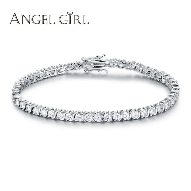 Angel Girl AAA + Круглый Теннисный браслет с кубическим цирконием для женщин браслеты и