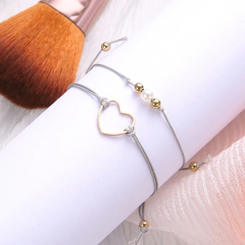 Романтические простые браслеты набор для женщин минималистичное маленькое