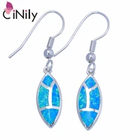 cinily created blue fire opal silver plated wholesale fashion jewelry for women engagement dangle earrings 1 12 oh4466