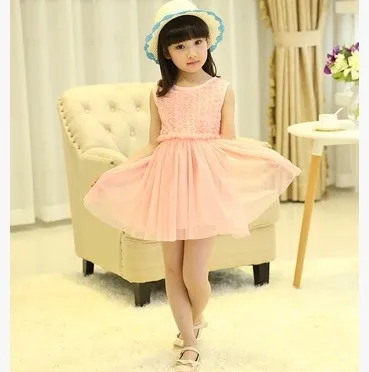 2016 Горячей Продажи Новорожденных Девочек Летом Твердого Завеса Платье Девочка