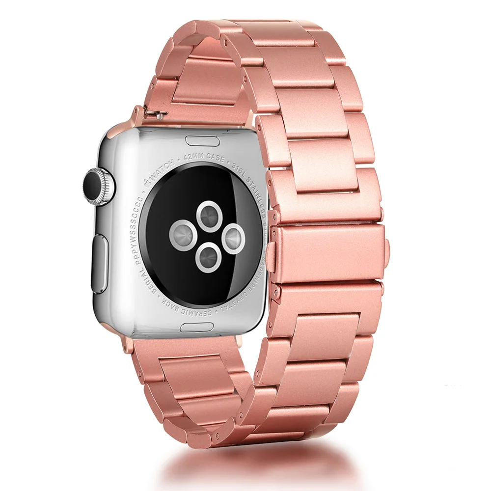 Ремешок из нержавеющей стали для Apple Watch 38, 40 мм, серия 5, 4, 3, 2, 1, для Apple iwatch 5, 40 мм, 44 мм, розовое золото