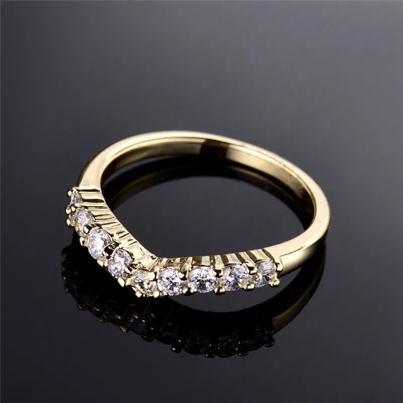 Женское кольцо для помолвки BUDONG Золотое с белым кристаллом уникальный дизайн XUR109