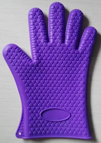 Purple 2 шт./пара термостойкие для барбекью перчатки для приготовления выпечки прихватка для духовой печи кухонный коврик-держатель для барбекю рукавица для мытья овощей перчатка - Цвет: Purple