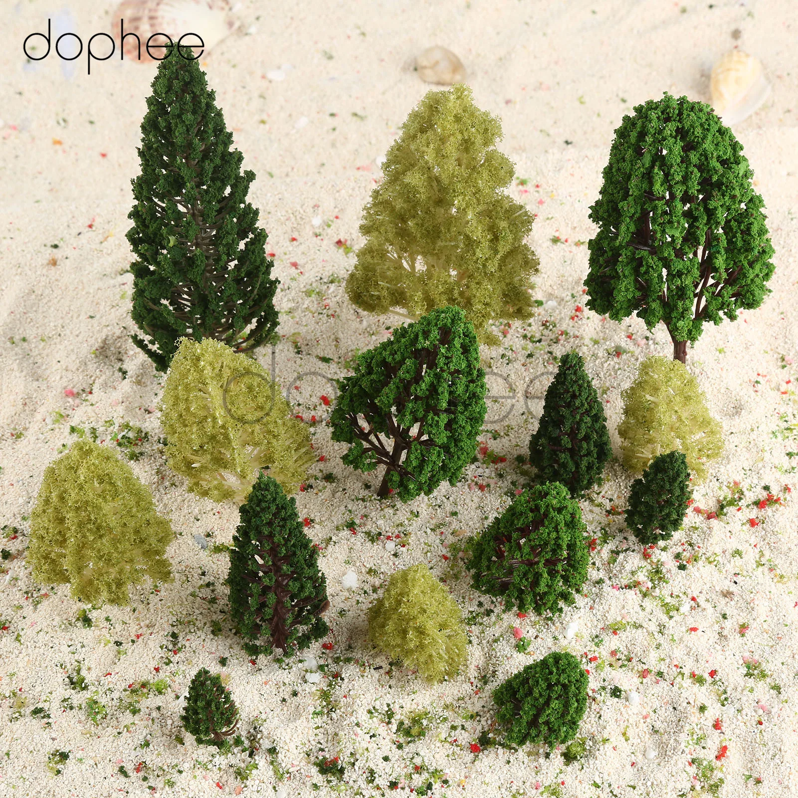 dophee 12pcs Model aspen trees + 10pcs pyramidal 5pcs poplar landscape Scene Scenery | Дом и сад