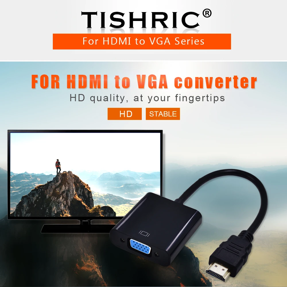 TISHRIC HDMI к VGA Аудио кабель мужчин и женщин Hdmi VGA адаптер цифро-аналоговый видео конвертер для ПК ноутбук проектор