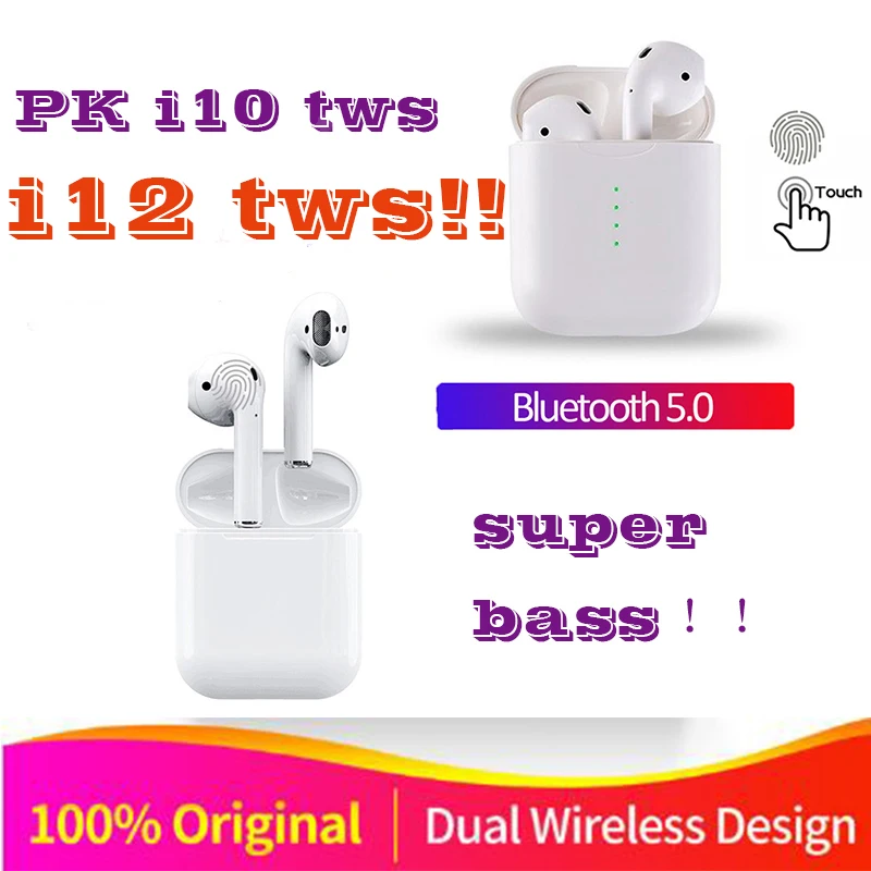 Original i12 TWS mini Wireless Bluetooth 5.0 super stereo 3D bass ear bud for all cell PK i10 XY s i14 i15 i16 i17 tws | Электроника