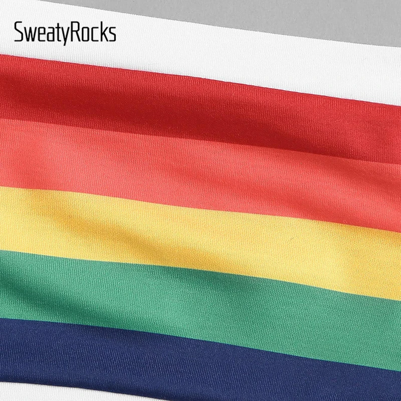 SweatyRocks, Радужный полосатый укороченный топ-труба, бандо, без бретелек, для отпуска, сексуальный топ, новинка, уличная одежда, летняя, кавайная, тонкая майка