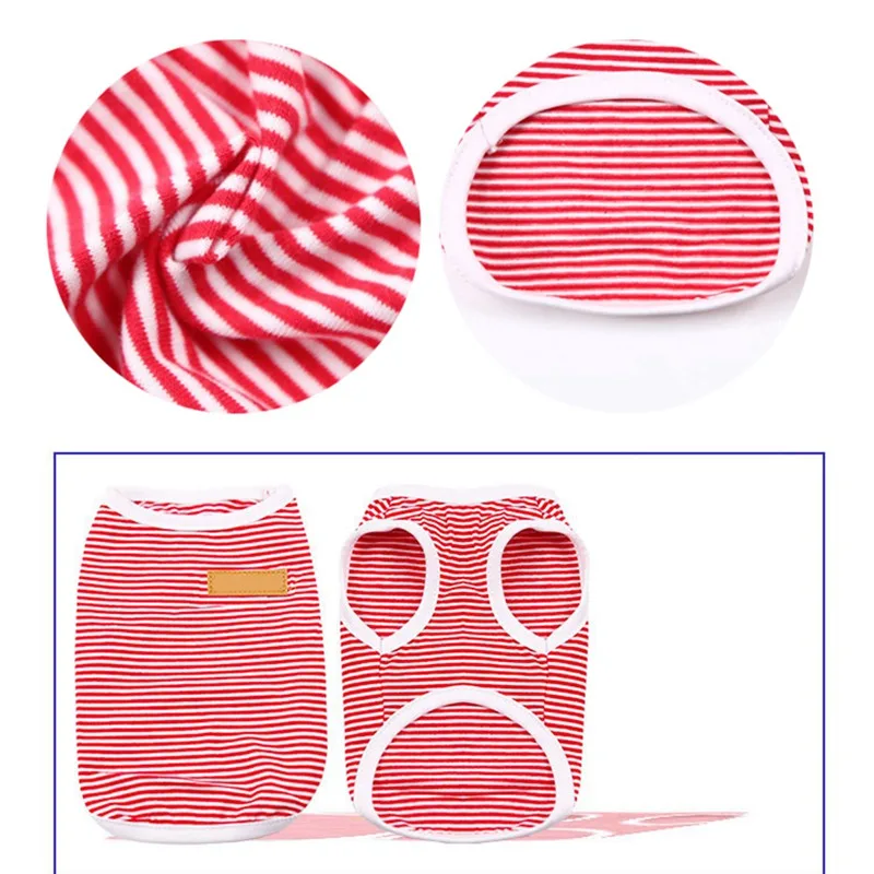 Pet Cat Dog Spring &amp Summer Cotton Vests Colorful Striped Clothes Puppy Soft Short Sleeves Coat For puppy | Дом и сад