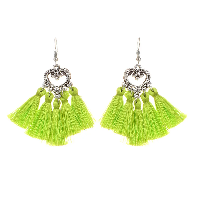 ZHINI Fashion Bohemia Design Fan-shaped Tassel Earrings Women Accessories Cotton Handmade Ethnic Jewelry Trendy Style | Украшения и