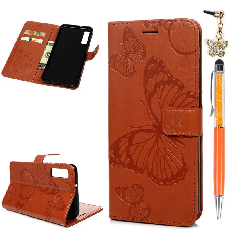 Wallet Leather Flip Phone Cases For Samsung Galaxy A7 2018 Cover Capa Coque Butterfly Pattern Card Holder | Мобильные телефоны и