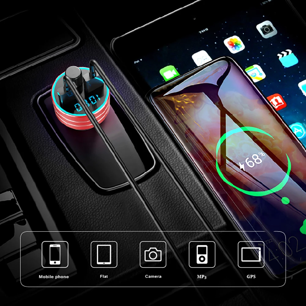 Многофункциональный автомобильный Bluetooth FM трансмиттер беспроводной MP3 плеер 2 4 А