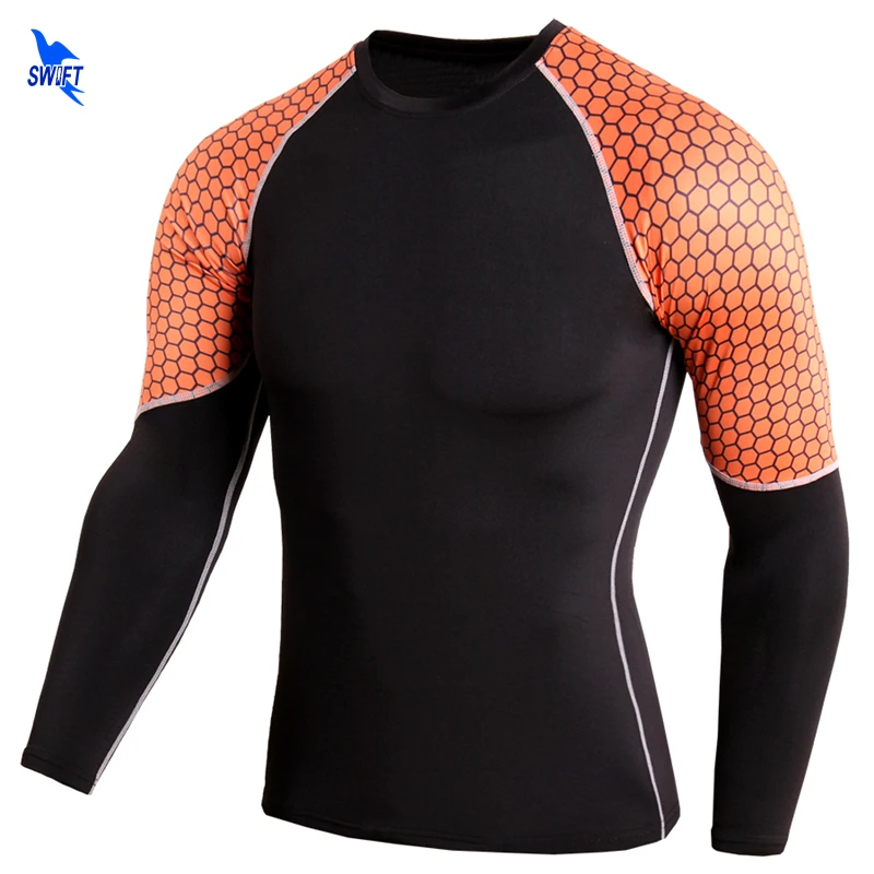 Мужские компрессионные рубашки облегающие колготки с длинным рукавом