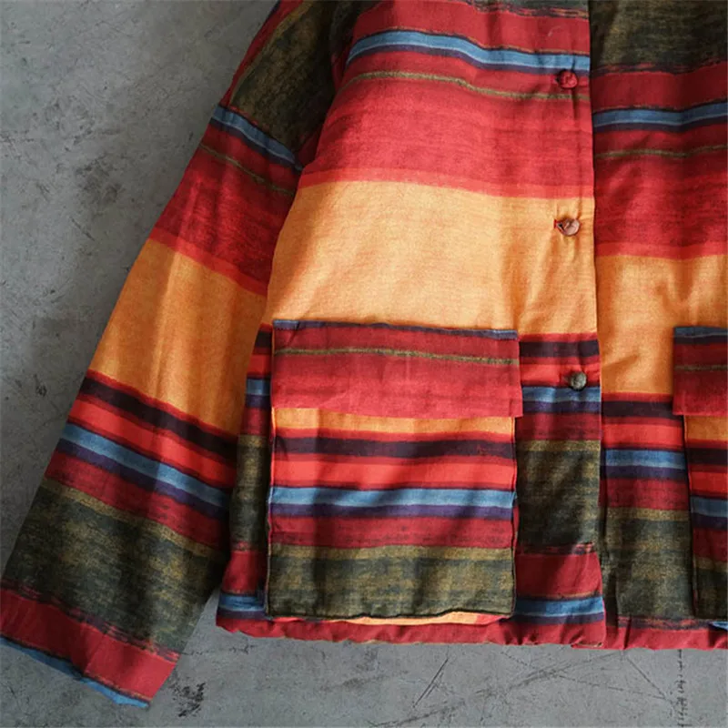 Новинка 2019 винтажные радужные куртки с хлопковой подкладкой зимние теплые