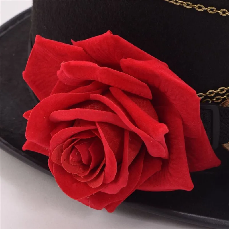 Новинка винтажный стиль стимпанк очки цветочный рисунок черный топ шляпа панк