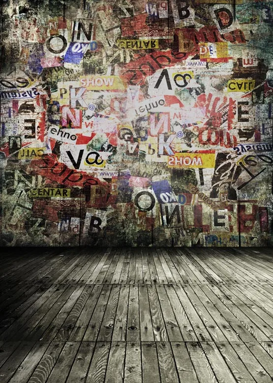 Виниловый фон для студийной фотосъемки детей с изображением вывесок граффити