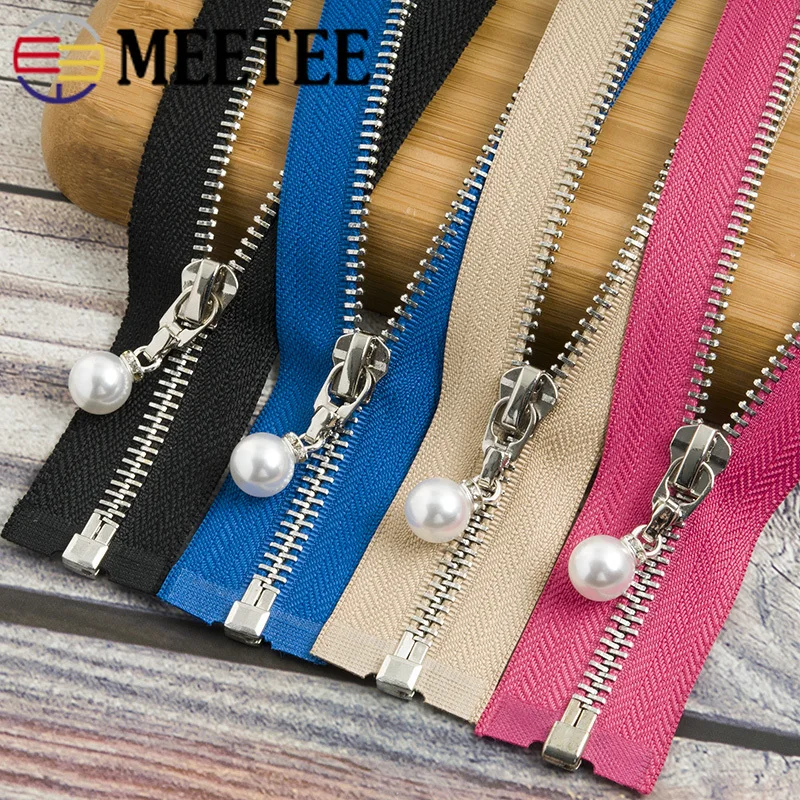 Meetee 5#70-120 см металлическая молния двойной ползунок Open-end Декор молния для DIY швейная одежда пальто куртка ремесла аксессуары AP543