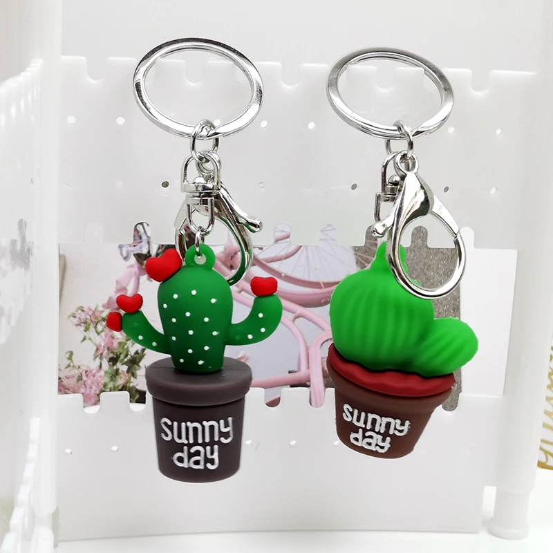 Мультфильм резиновая колючая груша брелок имитация растения в горшке кактус