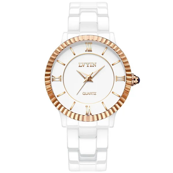 White Gold Lvyin Роскошные брендовые керамические часы женские модные простые водонепроницаемые кварцевые часы женские элегантные деловые ЧАСЫ ЖЕНСКИЕ НАРЯДНЫЕ часы 6827 - Цвет: White Gold