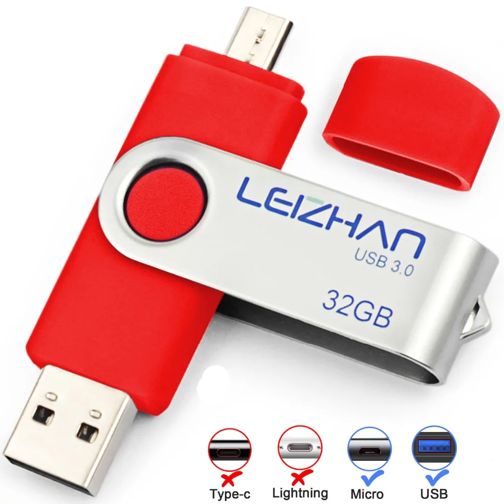 LEIZHAN USB карта памяти 64 Гб 3 0 высокая скорость 128 OTG флеш накопитель для Android телефона