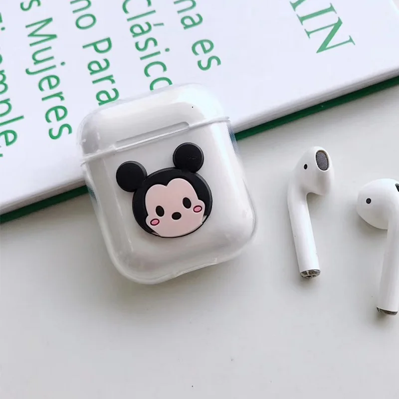 Мультфильм милый 3D Микки Минни большие глаза Airpods Крышка для Apple беспроводной Bluetooth гарнитура Ipod анти-осень мягкая коробка оболочки