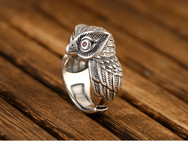 Регулируемое кольцо из тайского серебра 100% пробы в виде совы | Украшения и
