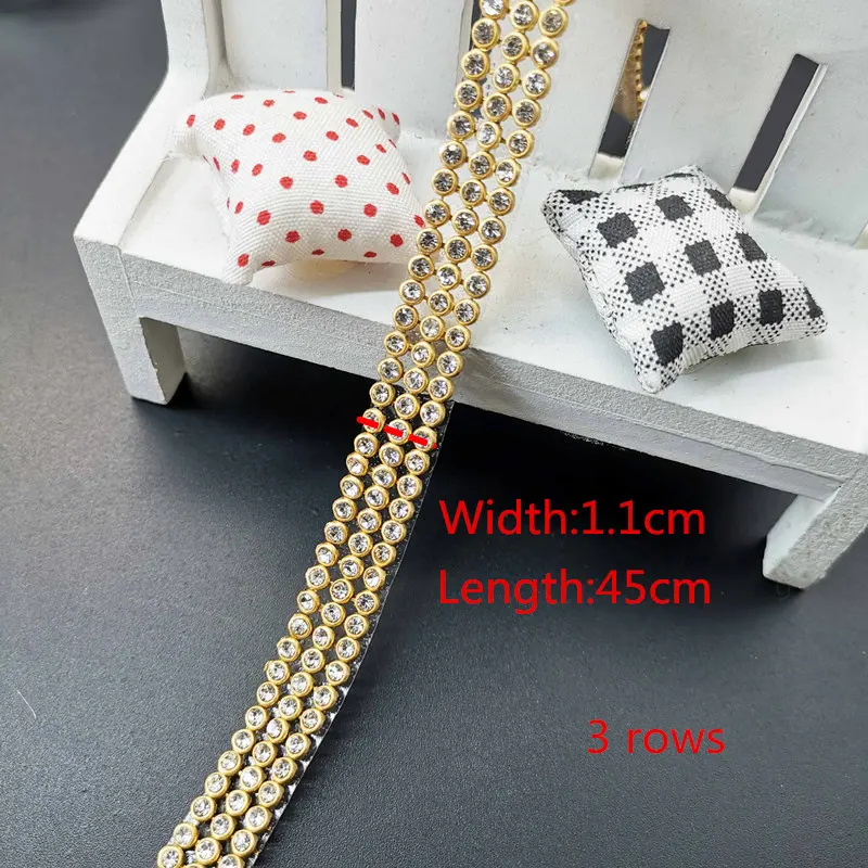 3rows X 45 cm length Много цветов Стразы, Кристалл Серебряные стразы отделка ожерелье со стразами лента из страз ming самодельная цепочка - Цвет: 3rows X 45 cm length