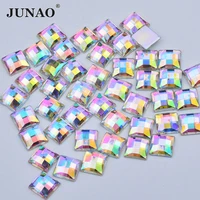 junao 8 10 12 14 16 mm crystal ab square rhinestone applique flatback acrylic strass diamond non hotfix crystal stones crafts
