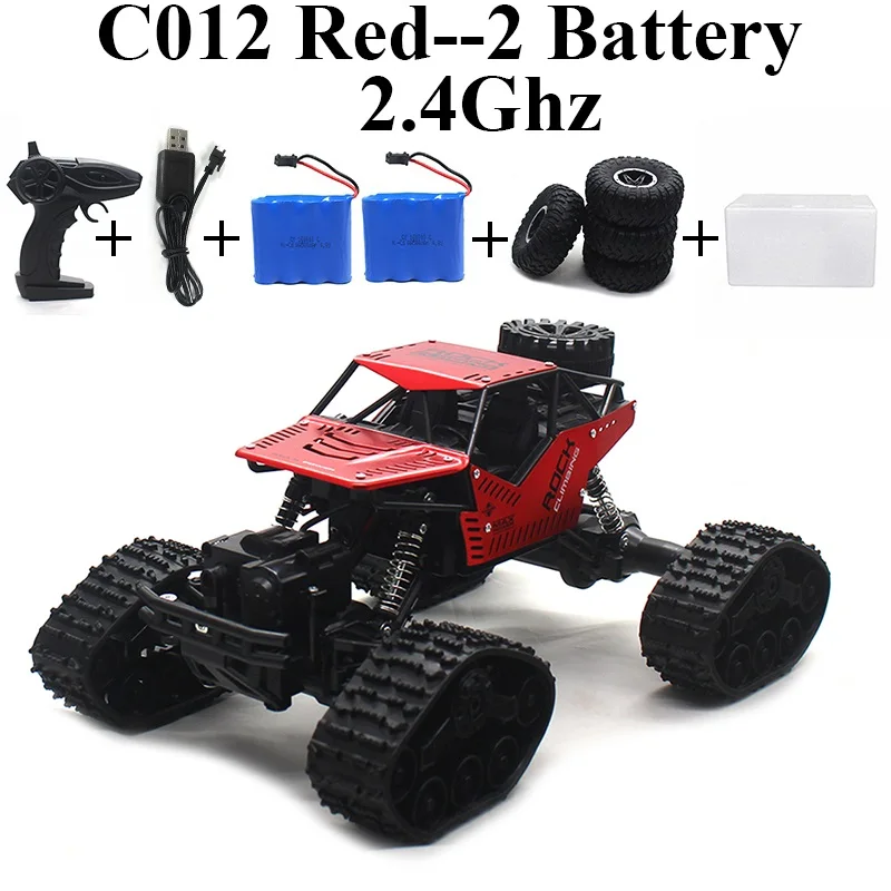 Red-Set-2 New Arrival Rock Crawler 4WD Remote Controll Car 1:16 Snowmobile Machine On Remote Controlled Toys For Children Boys Gift C012 - Цвет: Red-Set-2