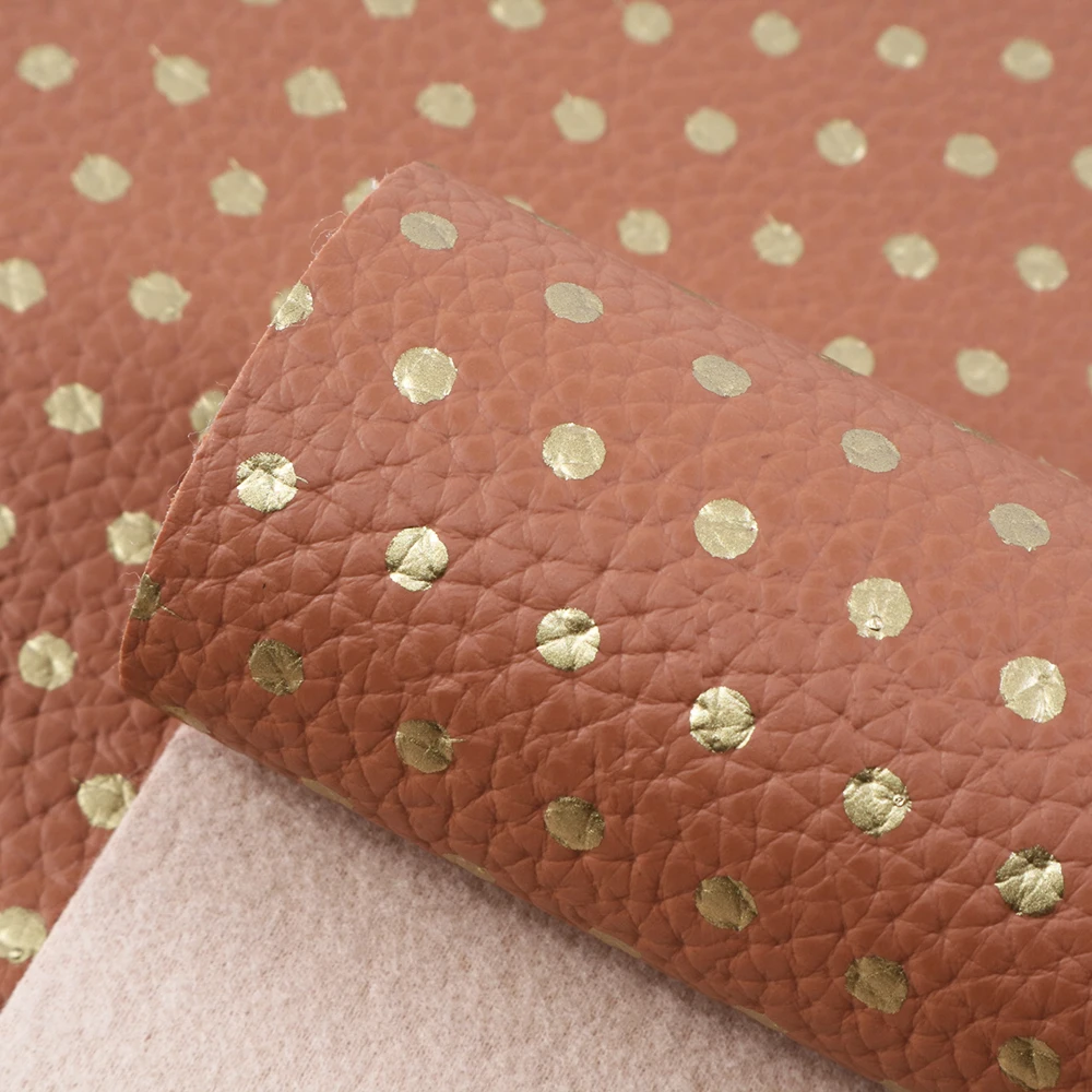 David accessories 20x33cm gold dot Lychee Leather Faux embossed Fabric Sewing artificial synthetic leather 1Yc5750 | Дом и сад