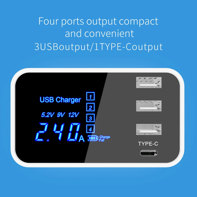 Умное зарядное устройство USB 3. 0 Type C для iPhone Samsung настенное со светодиодным